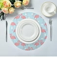 thumbnail image 3 of SKYSONIC Pink Flamingo Pattern Round Placemats for Dining Table Non-Slip Heat-Resistant Polyester Table Mats Set of 4 Washable Table Mats for Kitchen Dining Table Decoration (723), 3 of 5