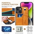 thumbnail image 3 of for iPhone 14, PU Leather Wallet Case Back with Elastic Card Slot Magnetic Clasp Kickstand Hand Strap Protective Cover for iPhone 14 6.1 inch 2022 (Khaki), 3 of 9