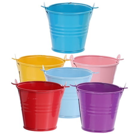 Siliaire 6Pcs Red Candy Buckets for Birthday and Easter 2.36X2.16X1.57in
