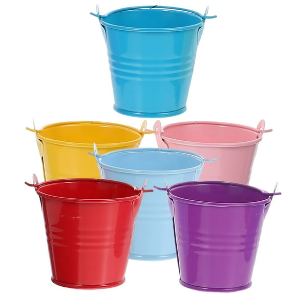 Siliaire 6Pcs Red Candy Buckets for Birthday and Easter 2.36X2.16X1.57in
