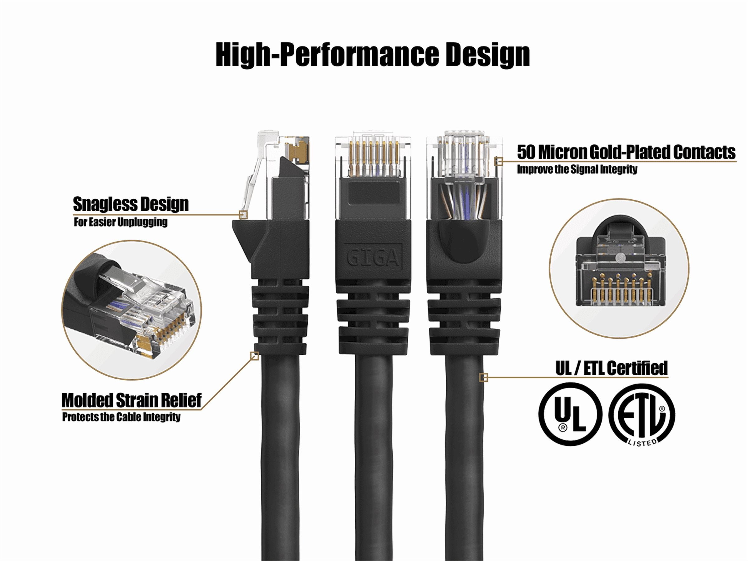 Cable Leader 100ft Cat6 UTP Ethernet Network Patch Cable Snagless 24AWG Bare Copper, Black
