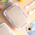thumbnail image 4 of Stainless Steel Lunch Box Dinnerware Portable Grids Bento Boxes School Office Food Storage Containers Thermal Wooden Style 2022, 4 of 5