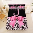 thumbnail image 5 of Erosebridal Pink Glitter Leopard Print Queen Sheet Sets,Initial Letter J Alphabet Bed Set For Kids Girls 4-Piece, 5 of 6