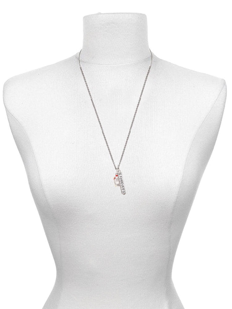 Delight Jewelry Silvertone Chicken 3-D Silvertone Sisters Best Friends Forever Bar Charm Necklace, 23"