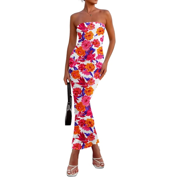 Vestido largo PRETTYGARDEN para mujer, verano 2025, floral, blanco