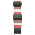 thumbnail image 3 of Usmixi Formal Dresses for Women Beach Party Fashion Drawstring Slit Bodycon Ribbed Tank Maxi Dresses Scoop Neck Sleeveless Striped Print Summer Long Dress White XL, 3 of 3