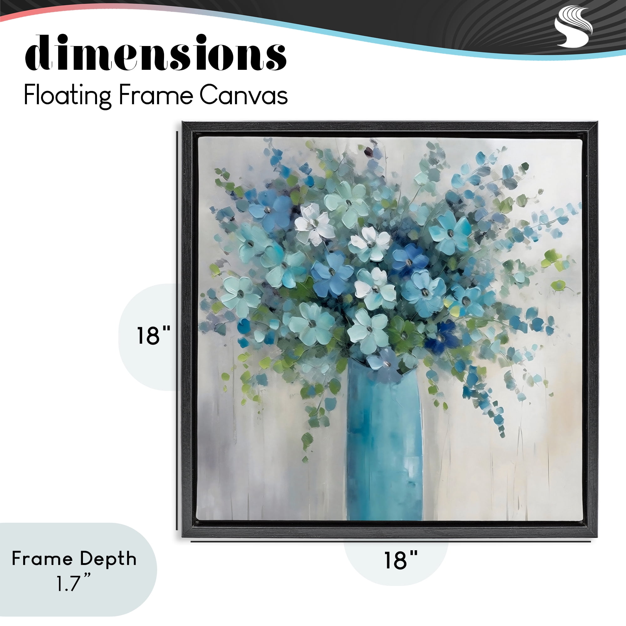 Stupell Industries Indigo Bouquet in Blue Vase Black Framed Floater Canvas Wall Art, design by Creative Studio