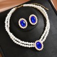 thumbnail image 2 of Sunyuer Pearl Necklace Jewelry Set Wedding Pearls Earrings Necklaces Set Bridal Crystal Jewelry for Women, 2 of 6