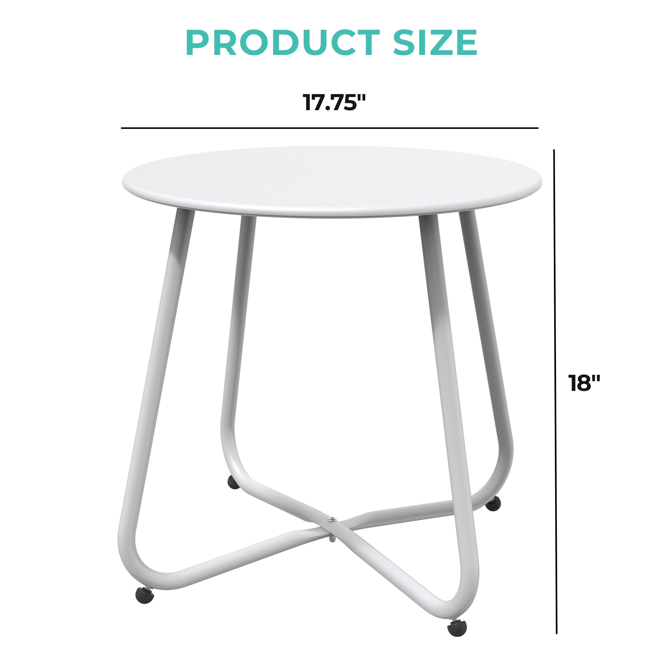 Grand Patio Outdoor&Indoor Steel Patio Side Table, Weather Resistant Outdoor Small Round End Table for Patio, Yard ,Balcony, Garden, Living Room, Bedroom,White