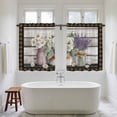 thumbnail image 4 of Spring Floral Kitchen Curtain for Berdoom Living Room Cafe 45 Inch Length, Pastoral Bottle Flowers Wood Brown Plaid Tiers Curtains Light Filtering Drapes Window Treatment 2 Panels 52"Wx45"L, 4 of 8