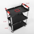 thumbnail image 3 of 3-Tier Folding Collapsible Service Cart with Wheels,240lb Utility Foldable Service Cart,Portable Garage Tool Cart for Warehouse Office Home, 3 of 8