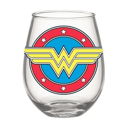 Wonder Woman Logo 20oz Stemless Superhero Wine Glass DC Comics