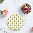 thumbnail image 4 of FMSHPON Gray Yellow Rhombus Lattice Geometric Texture Set of 4 Round Coaster for Drinks, Absorbent Ceramic Stone Coasters Cup Mat with Cork Base for Home Kitchen Room Coffee Table Bar Decor, 4 of 6