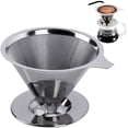thumbnail image 2 of Filtro de café reutilizable de acero inoxidable, taza de filtro de malla doble, filtro de goteo de café manual es saludable, duradero y fácil de limpiar, adecuado para el hogar, la oficina, camping,, 2 of 7