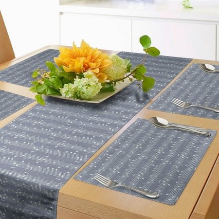 

Grey Table Runner & Placemats Piano Music Clay Motif Various Notes Beats Melody Rhythm Harmony Jazz Set for Dining Table Decor Placemat 4 pcs + Runner 16 x90 Pale Lavender by Ambesonne