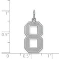 thumbnail image 3 of Auriga 925 Sterling Silver/Rhod-plated Satin Number 8 Charm for Women (Length - 25mm, Width - 11mm), 3 of 6