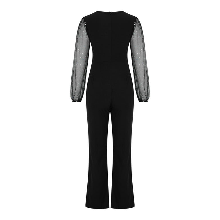 Sakmal Dressy Jumpsuits for Women Wedding Guest Mesh Patchwork