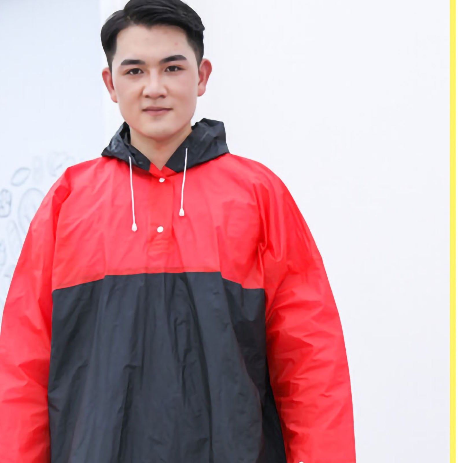 Staiysm Adults Raincoat Loose Soft Waterproof Reusable Portable Rain Coat For Travel Hiking Red Black