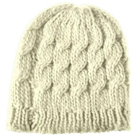 Crochet Winter Beanie - Beanie Hat for Women by Zodaca Winter Warm Crochet Hat Braided Cap - Beige