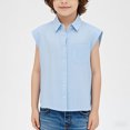 thumbnail image 2 of THDHVS Boys Tshirts,Toddler Shirts,Boys Button Up Henley Shirt Sleeveless Lightweight Summer Linen Cotton Dress Shirts Tees Tops Sky Blue 13-14 Years, 2 of 4