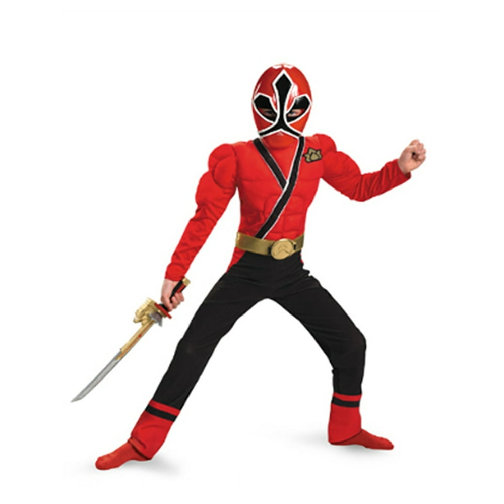 Disguise Costumes Childs Red Power Rangers Samurai Deluxe Muscle