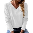 thumbnail image 1 of EGNMCR Pulls pour Femmes Mode Automne Col en V Manches Longues Décontracté Blouse Chandail, 1 of 6