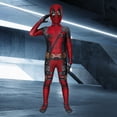 thumbnail image 2 of Disfraz de superhéroe DQrwqpou Mono con máscara rojo y negro, 2 of 9
