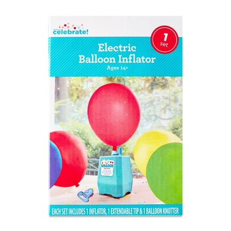 7″ BLUE ELECTRIC BALLOON INFLATOR, WITH EXTENDABLE TIP AND BALLOON KNOTTER, BY WAY TO CELEBRATE