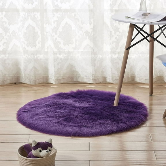 Zhuge Luxury Bathroom Rug Mat, Extra Soft and Absorbent Microfiber Bath Rugs, Non-Slip Plush Shaggy Bath Carpet, Machine Wash Dry, Bath Mats for Bathroom Floor,Circular- Purple