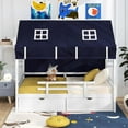 thumbnail image 2 of Costway Lit Maisonnette Double en Bois Massif Lit de Jeu Mezzanine Bas avec Tente 2 Tiroirs de Rangement, 2 of 10