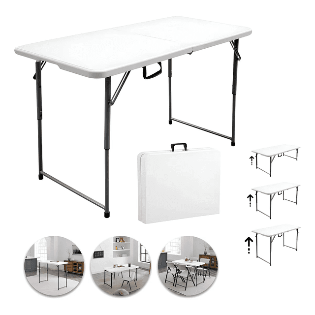 Mesa Plegable De Plástico Portátil Resistente Jardin 1.20 Mt Xtellar Color Blanco