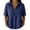Navy, variant on Women's Half Zip Front Short Sleeve Shirt Collared V Neck Blouse with Pockets Casual Summer Top