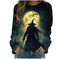 thumbnail image 2 of Craaazy Halloween Shirts for Women Long Sleeve Witch Graphic Tees Vintage Festival Tops Halloween prints Sweatshirts Long Sleeve Crewneck Pullover Gifts, 2 of 6