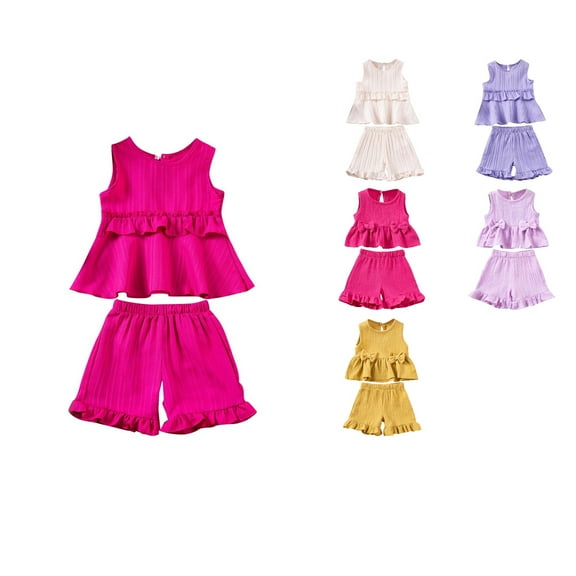 Ahuyic Summer Toddler Kids Shirt and Short Pants Set Boys Girls Printed Round Neck 2 Piece Outfits Casual Children's Set 3 Years Beige