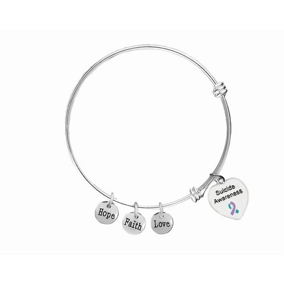 Suicide Awareness Heart Retractable Charm Bracelets