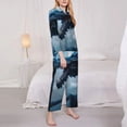 thumbnail image 3 of Pofeuu Blue Thunder Storm Dragon Print Womens Pajamas Set Long Sleeve Sleepwear Button Down Nightwear Soft Pj Lounge Sets Button Down Pajamas Women-Large, 3 of 7