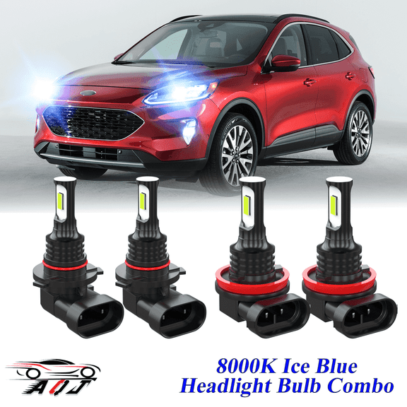 8000K Ice Blue LED Headlight Bulbs Combo Kit For Ford Escape 2013-2023