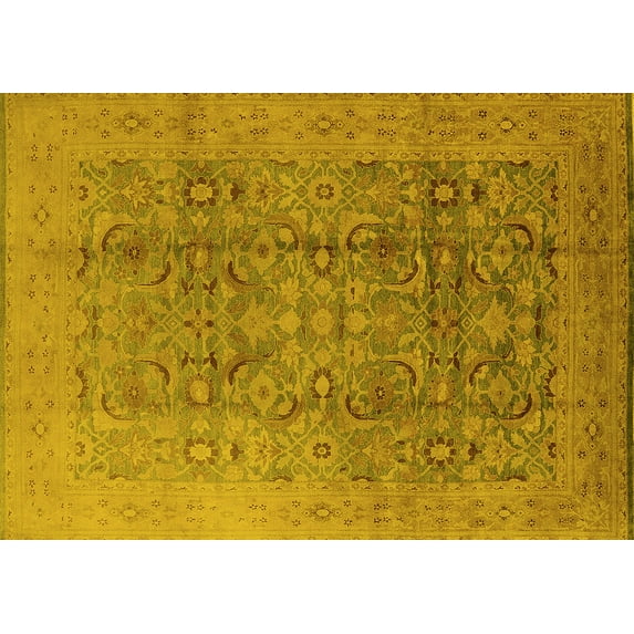 Ahgly Company Indoor Rectangle Oriental Yellow Industrial Area Rugs, 2' x 4'
