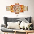 thumbnail image 2 of Elephant Stock Sun Like Mandala Symbols Wall Art - Horizontal Multi Panel Canvas - Living Room Wall Decor - Decor Elements Multi Panel - Orange And Blue Decor - 42" x 19", 2 of 4