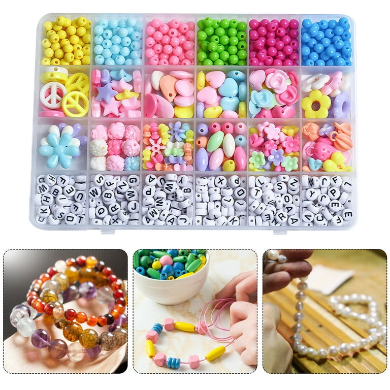 Bracelet Making Beads Kit Colorful Mixed Glass Beads DIY Jewelry Set (A), Multicolor
