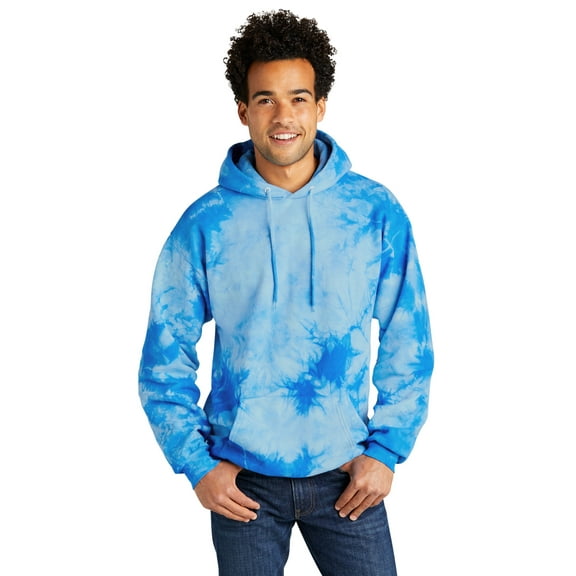 Port & Company PC144 Crystal Tie-Dye Pullover Hoodie, Sky Blue, 4XL