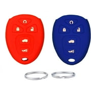 UOKEY 5 Buttons Silicone Full Protective Key Fob Remote Cover Case fit for GMC Chevrolet Buick (Blue+Red)