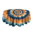 thumbnail image 5 of Orange Blue Tie Dye Spiral Pattern Round Tablecloth 60"x60",Wrinkle Wipeable Table Cloth for Kitchen Dining Room Picnic Patio Party, 5 of 6