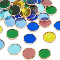 36pcs 6 Colors Round Glass Mosaic Tiles 1 Inch Crystal Mosaic Glass Pieces Window Hangings Ornament Mosaic Tiles Pieces