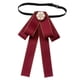 thumbnail image 2 of Corbata de lazo preanudada para mujer, elegante para eventos formales, versátil y sin arrugas. Rojo con borde beige, 2 of 9