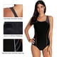 thumbnail image 3 of Trajes de baño de una pieza para mujer, traje de baño atlético con espalda cruzada, traje de baño adelgazante para ejercicio de entrenamiento, negro + gris, 3 of 7