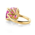 thumbnail image 2 of Gem Stone King 18K Yellow Gold Plated Silver Pink Created Sapphire and White Topaz Engagement Ring for Women (14.60 Cttw, 14MM Cushion, Size 8), 2 of 4