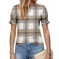 thumbnail image 4 of Enridrech Womens Plaid Shirt Comfort Casual Loose Crew Neck Tees Top Ruffle Short Sleeve Tee Shirts Tops for Women, 4 of 6