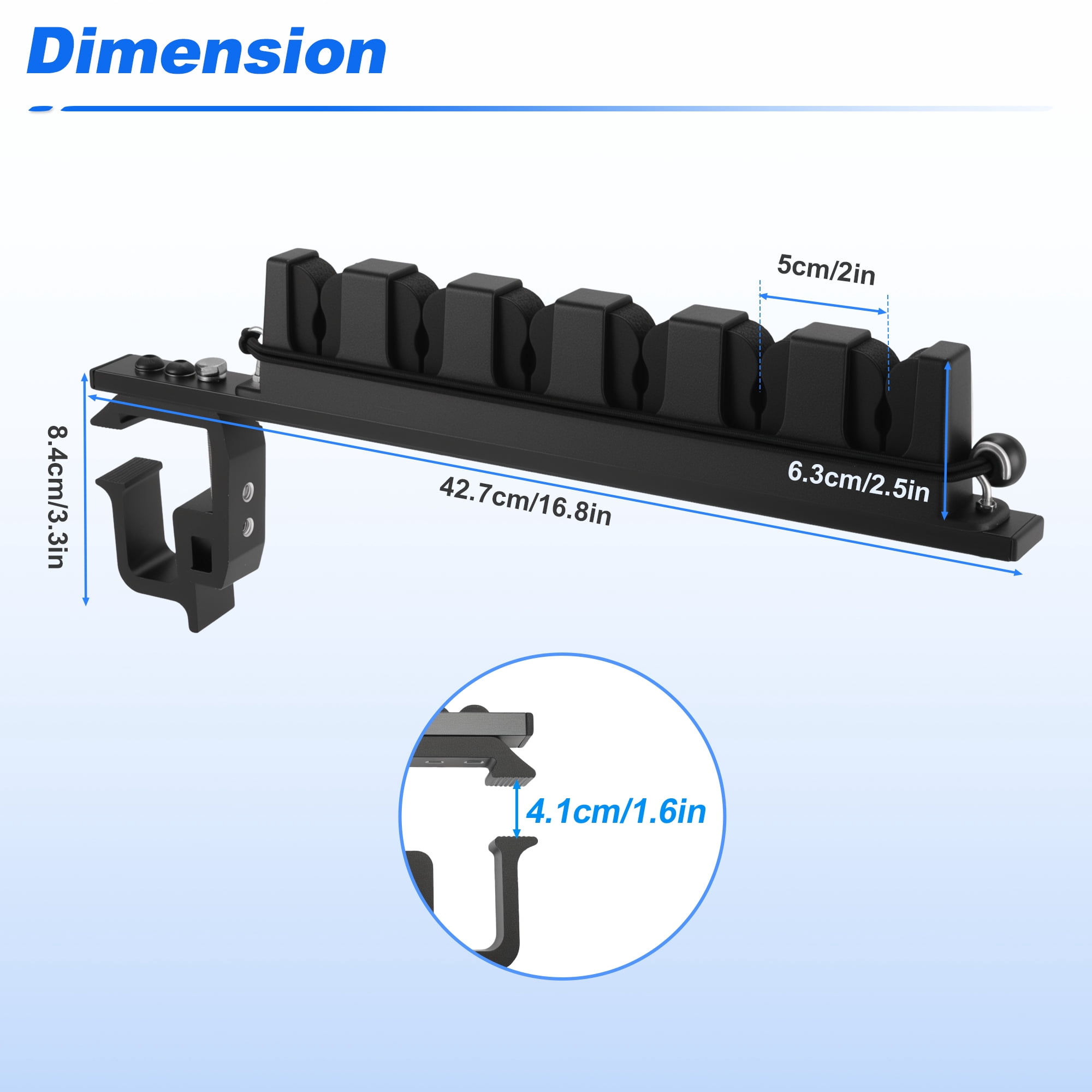 Unique Bargains Fishing Rod Holder with C-Clamp Mount Light Black