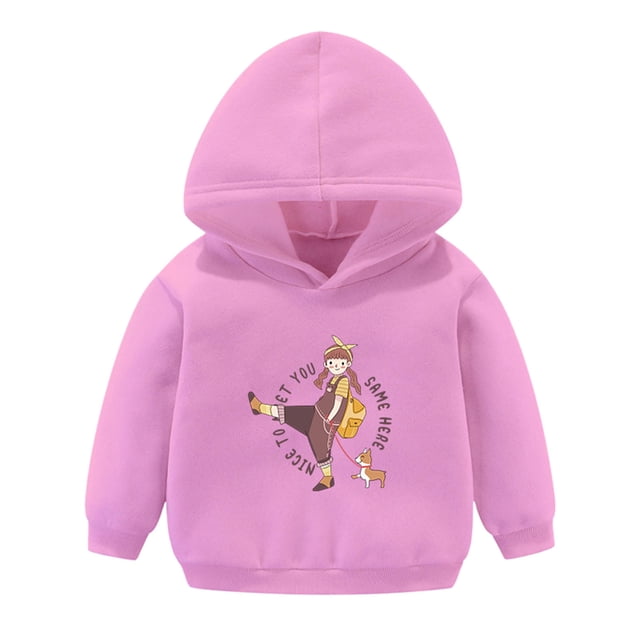 Gibobby Sudadera de cuello redondo de manga larga de algodónSudadera de forro polar para niños y niñas(Rosa, 4-5 Años)
